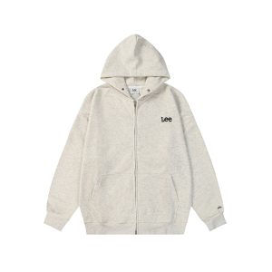 Lee Full Zip Logo Hoodie Light Gray Sweater