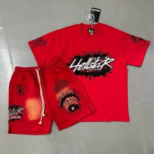 Hellstar Red Graphic T-Shirt and Shorts Set