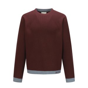 Gucci Burgundy Crew Neck Knit Sweater Men