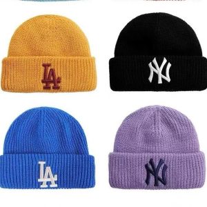 MLB LA NY Embroidered Knit Beanie Winter Hat