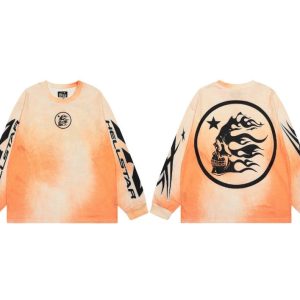 Hellstar Flame Skull Tie-Dye Long Sleeve T-Shirt