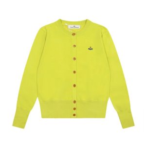 Vivienne Westwood Yellow Orb Logo Knit Cardigan Sweater
