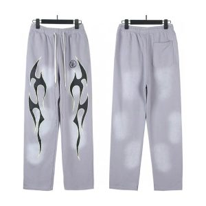 Hellstar Grey Tribal Graphic Sweatpants Wide Leg Pants