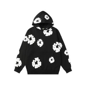 Denim Tears Black Cotton Wreath Print Hoodie