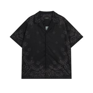 Amiri Black Paisley Print Short Sleeve Shirt