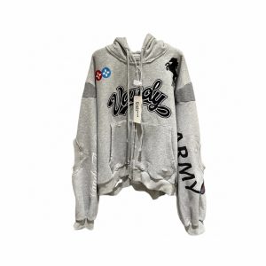 Protocol Grey Army Graphic Zip Up Hoodie Sweater