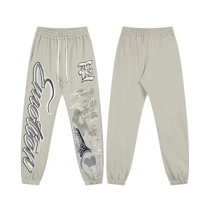 Mixed Emotion Angel Graphic Jogger Sweatpants Beige