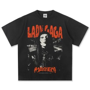 Saint Michael Graphic Print Oversized Black T-Shirt