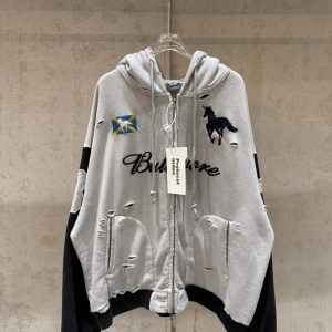 Protocol Index Distressed Zip Hoodie Grey Black
