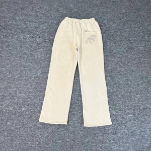 Derschutze Cream Embroidered Straight Leg Sweatpants Pants