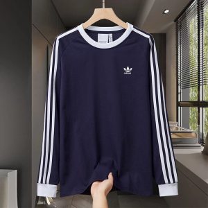Adidas Navy 3-Stripes Long Sleeve T-Shirt