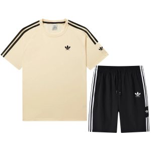 Adidas Originals T-Shirt and Shorts Set Cream Black