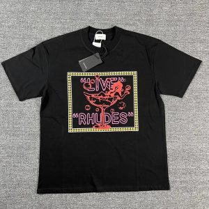 Rhude Live Graphic Black Cotton T-Shirt