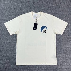 Rhude R Logo Cream Cotton T-Shirt Men's Streetwear Tee