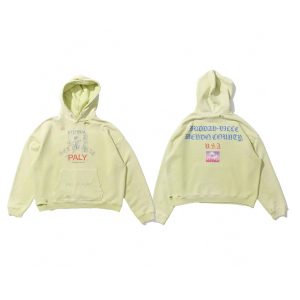 Paly Hollywood Graphic Distressed Pullover Hoodie Light Green