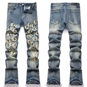 Amiri Distressed Embroidered Skinny Denim Jeans