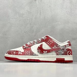 Nike Dunk Low Red White LV Monogram Sneakers