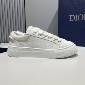 Dior White Embossed Leather Low Top Sneakers