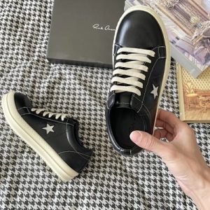 Rick Owens Black Star Low Top Sneakers