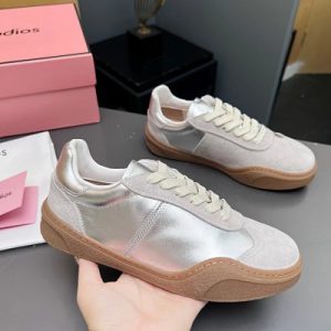 Acne Studios White Leather Low Top Platform Sneakers