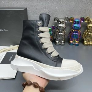 Rick Owens Black White High Top Chunky Sneakers