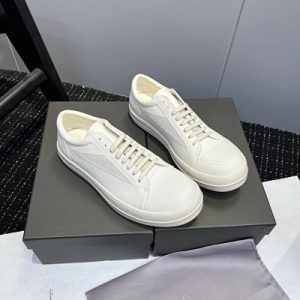 Rick Owens White Leather Low Top Sneakers