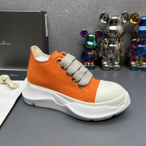 Rick Owens Orange Geobasket Style Chunky High Top Sneakers