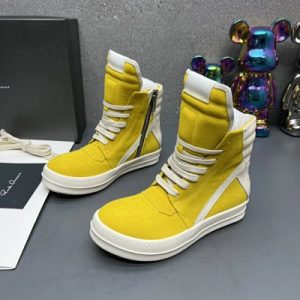 Rick Owens Yellow High Top Wedge Sneakers