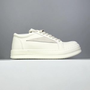 Rick Owens White Low Top Leather Sneakers