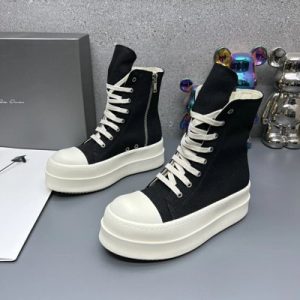 Rick Owens Black High Top Platform Canvas Sneakers