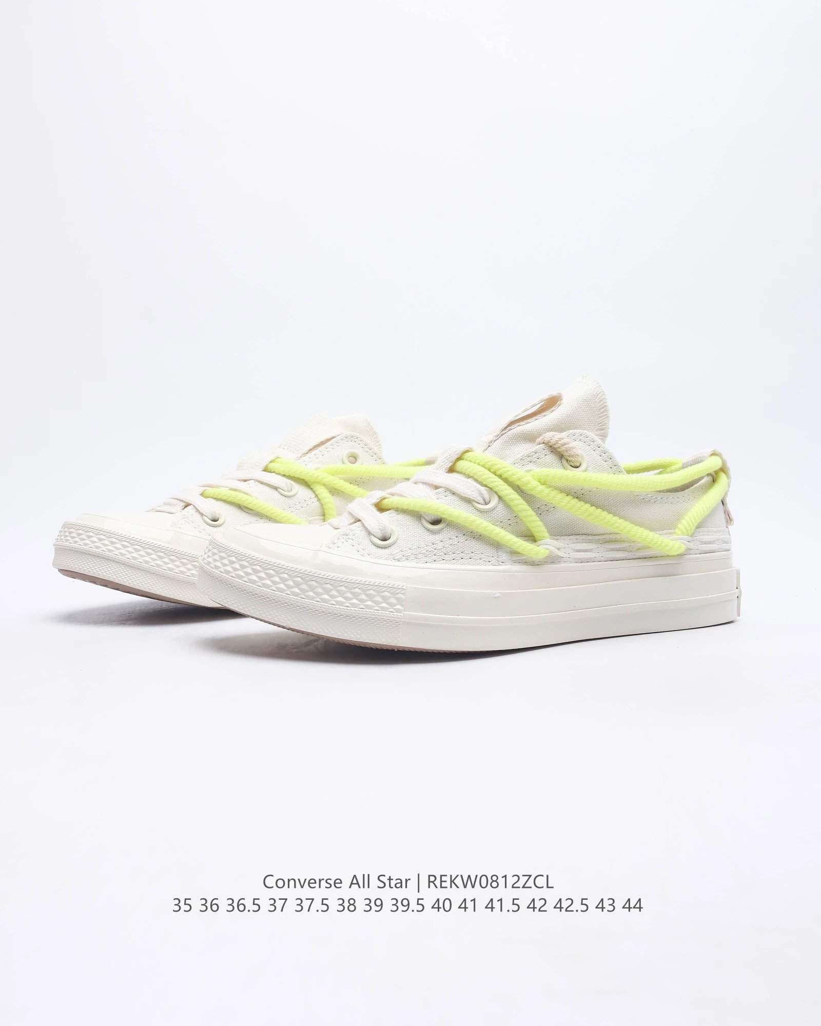 Converse All Star White Platform Sneakers Neon Green Laces - Buy at Kakobuy Spreads